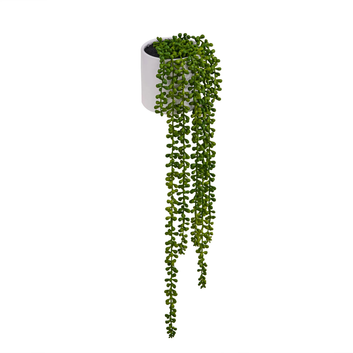 Künstliche hängende Pflanze Senecio Climb in einem weißen Topf mit grünen Blättern von hjh OFFICE