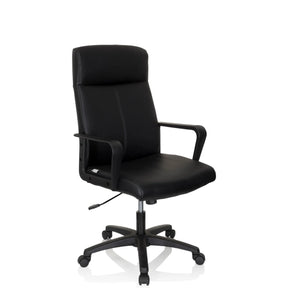 Schwarzer Profi-Chefsessel LISSO mit Kunstlederbezug und Armlehnen von hjh OFFICE