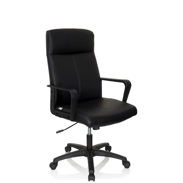 Schwarzer Profi-Chefsessel LISSO mit Kunstlederbezug und Armlehnen von hjh OFFICE