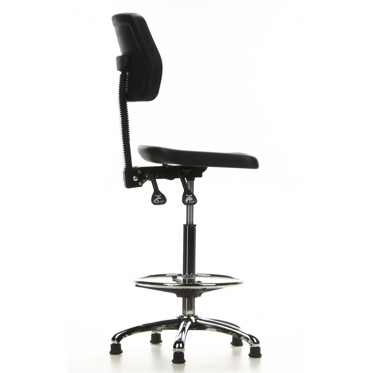 Sort diskstol TOP WORK 11 med fodring og femstjernet fodkryds fra hjh OFFICE – 360-graders visning (sideprofil 100°)