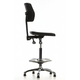Sort diskstol TOP WORK 11 med fodring og femstjernet fodkryds fra hjh OFFICE – 360-graders visning (sideprofil 100°)