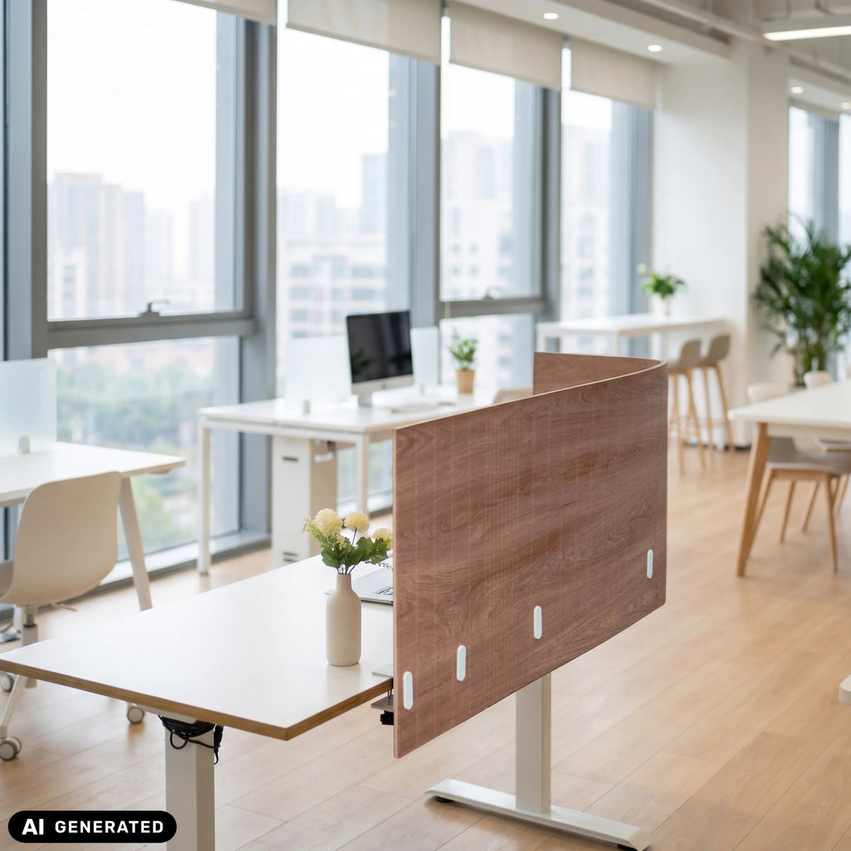 Brun bordopdeler FLEXMIUT ROLL W med en bredde på 160 cm til skriveborde fra hjh OFFICE