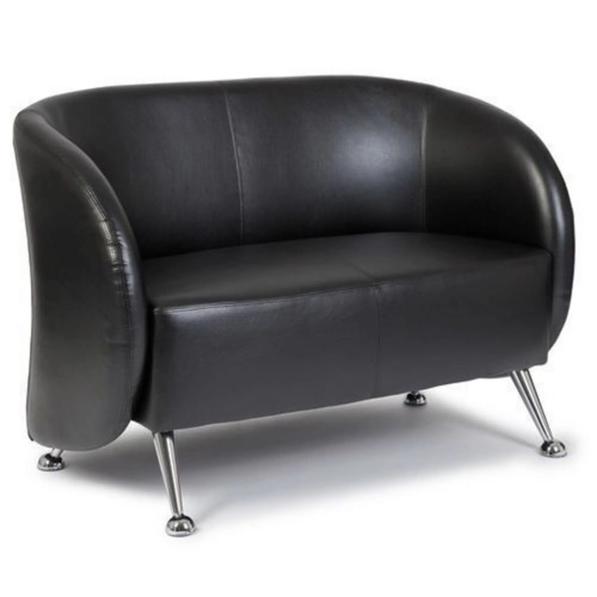 Sort loungesofa ST. LUCIA som to-personers sofa med blanke metalfødder fra hjh OFFICE