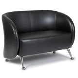 Sort loungesofa ST. LUCIA som to-personers sofa med blanke metalfødder fra hjh OFFICE