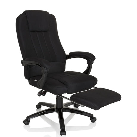 Sort Home Office chefstol RELAX CL190 med integreret fodstøtte og armlæn fra MyBuero