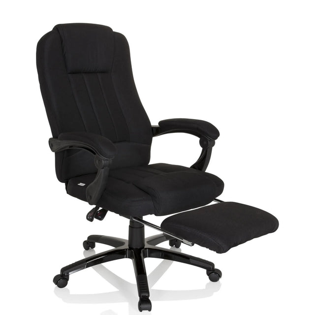 Sort Home Office chefstol RELAX CL190 med integreret fodstøtte og armlæn fra MyBuero