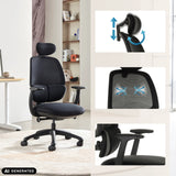 Professionel kontorstol RI-COVER i sort med justerbar nakkestøtte og armlæn fra hjh OFFICE (AI-genereret billede)