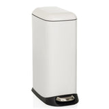 Weißer Mülleimer CLEAN SLIM mit Trittpedal und abgerundetem Deckel von hjh OFFICE – 360-Grad-Ansicht (Frontansicht 15°)