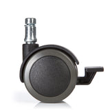 Schwarze Stuhlrolle 5x ROLO STOP 10mm/50mm für Hartböden mit Feststellbremse und Metallstift von hjh OFFICE