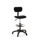 Sort Diskstol TOP WORK 05 med fodring og femstjernet fodkryds med hjul fra hjh OFFICE – 360-graders visning (forfra 20°)
