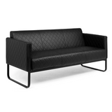 Sort loungesofa ARUBA BLACK med rudestikning og metalstel fra hjh OFFICE – 360-graders visning (bagfra 180°)