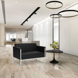 Sort Loungesofa ARUBA STEP som topersoners sofa med sølvfarvet stel fra hjh OFFICE