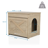 Måltegning af Kattehus KITTY PAWBOX 1 i egetræslook, 60 × 50 cm fra hjh LIVING