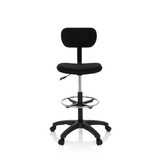 Sort Diskstol TOP WORK 05 med fodring og femstjernet fodkryds med hjul fra hjh OFFICE – 360-graders visning (forfra 0°)