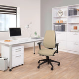 Beige Professionel kontorstol PRO-TEC 500 med justerbare armlæn og krydsfod med hjul fra hjh OFFICE