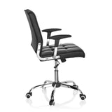 Sort Home Office kontorstol ERNESTO med quiltet polstring og femhjulet fodkryds fra hjh OFFICE – 360-graders visning (sideprofil 100°)