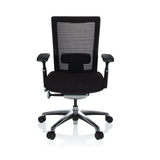 Sort High End kontorstol NOVA PRO ALU med netryg og femhjulet fodkryds fra hjh OFFICE – 360-graders visning (forfra 0°)