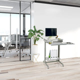 Gråt ståskrivebord WORKSTATION i størrelsen 60 × 50 cm med opbevaringsrum og hjul fra hjh OFFICE