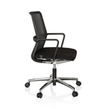 Sort Professionel kontorstol MOVE-TEC NET 3D med netryg og femhjulet fodkryds fra hjh OFFICE – 360-graders visning (sideprofil 80°)