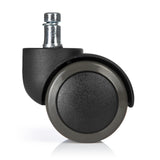 Schwarze Stuhlrolle 5x ROLO FREE 10mm/50mm für Hartböden mit silberfarbenem Bolzen von hjh OFFICE – 360-Grad-Ansicht (Rückenansicht 180°)