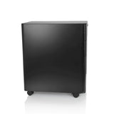 Sort metal rullecontainer COLOR I med tre skuffer og fire hjul fra hjh OFFICE – 360-graders visning (sideprofil 80°)