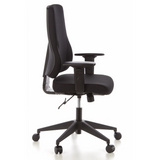 Schwarzer Profi-Bürostuhl PRO-TEC 100 mit Armlehnen und Fußkreuz mit fünf Rollen von hjh OFFICE – 360-Grad-Ansicht (Seitenprofil 80°)