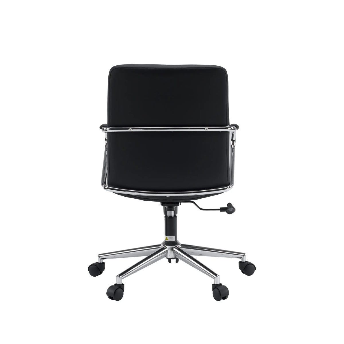 Bagsiden af Rovento Home Office kontorstol i sort med forkromet stel fra hjh OFFICE