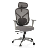 Grå High End kontorstol CASSILIS W med netryg og femstjernet fodkryds med hjul fra hjh OFFICE – 360-graders visning (forfra 15°)