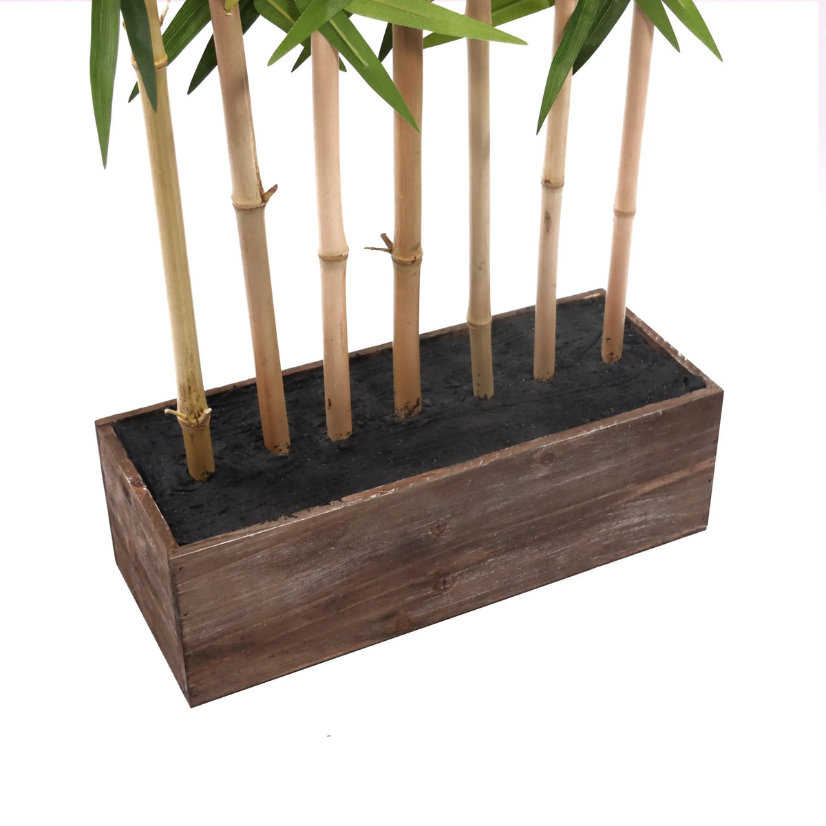 Kunstige plante BAMBUS I fra hjh OFFICE i plantekasse med trælook og seks bambusstængler