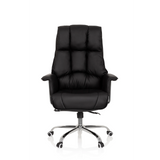 Sort Professionel chefstol COMMANDER med quiltet polstring og femhjulet fodkryds fra hjh OFFICE – 360-graders visning (forfra 0°)