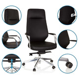 Sort Professionel chefstol VELVET med detaljevisninger af armlæn, gasfjeder og hjul fra hjh OFFICE
