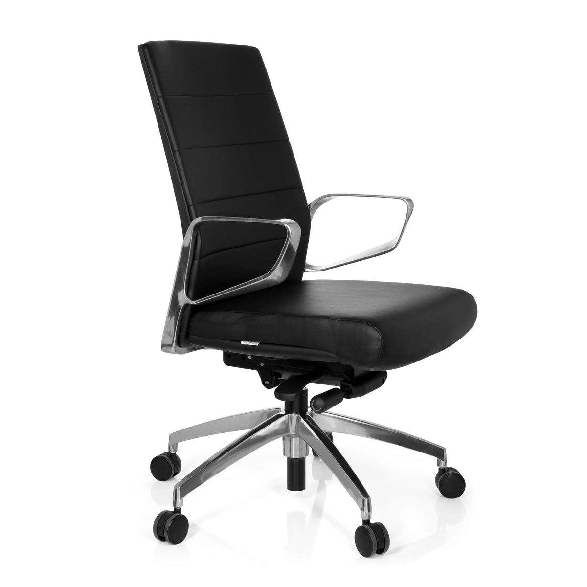 Sort Professionel kontorstol PROVIDER med quiltet polstring og femhjulet fodkryds fra hjh OFFICE – 360-graders visning (skråt forfra 60°)