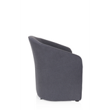 Dunkelgrauer Polstersessel SAN JUAN mit abgerundeter Rückenlehne und Armlehnen von hjh OFFICE – 360-Grad-Ansicht (Seitenprofil 100°)