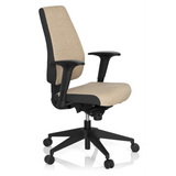 Beige Professionel kontorstol PRO-TEC 500 med armlæn og et sort femstjernet understel med hjul fra hjh OFFICE – 360-graders visning (skråt forfra 60°)
