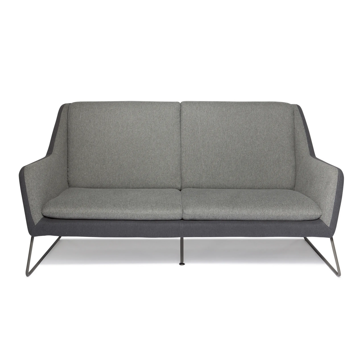Lysegrå Loungesofa LAGUN med mørkegrå detaljer og slanke metalfødder fra hjh OFFICE – 360-graders visning (forfra 0°)