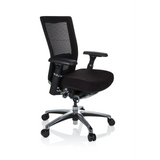 Sort High End kontorstol NOVA PRO ALU med netryg og femhjulet fodkryds fra hjh OFFICE – 360-graders visning (skråt forfra 60°)