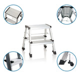 To-trins Foldestige SOLID VI i aluminium med hjul og sikkerhedslås fra hjh OFFICE