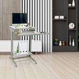 Gråt ståskrivebord WORKSTATION med to niveauer, aflægningsflade og hjul fra hjh OFFICE