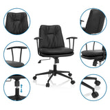 Sort Home Office kontorstol SMALLO med detaljevisninger af ryglæn, armlæn og hjul fra hjh OFFICE