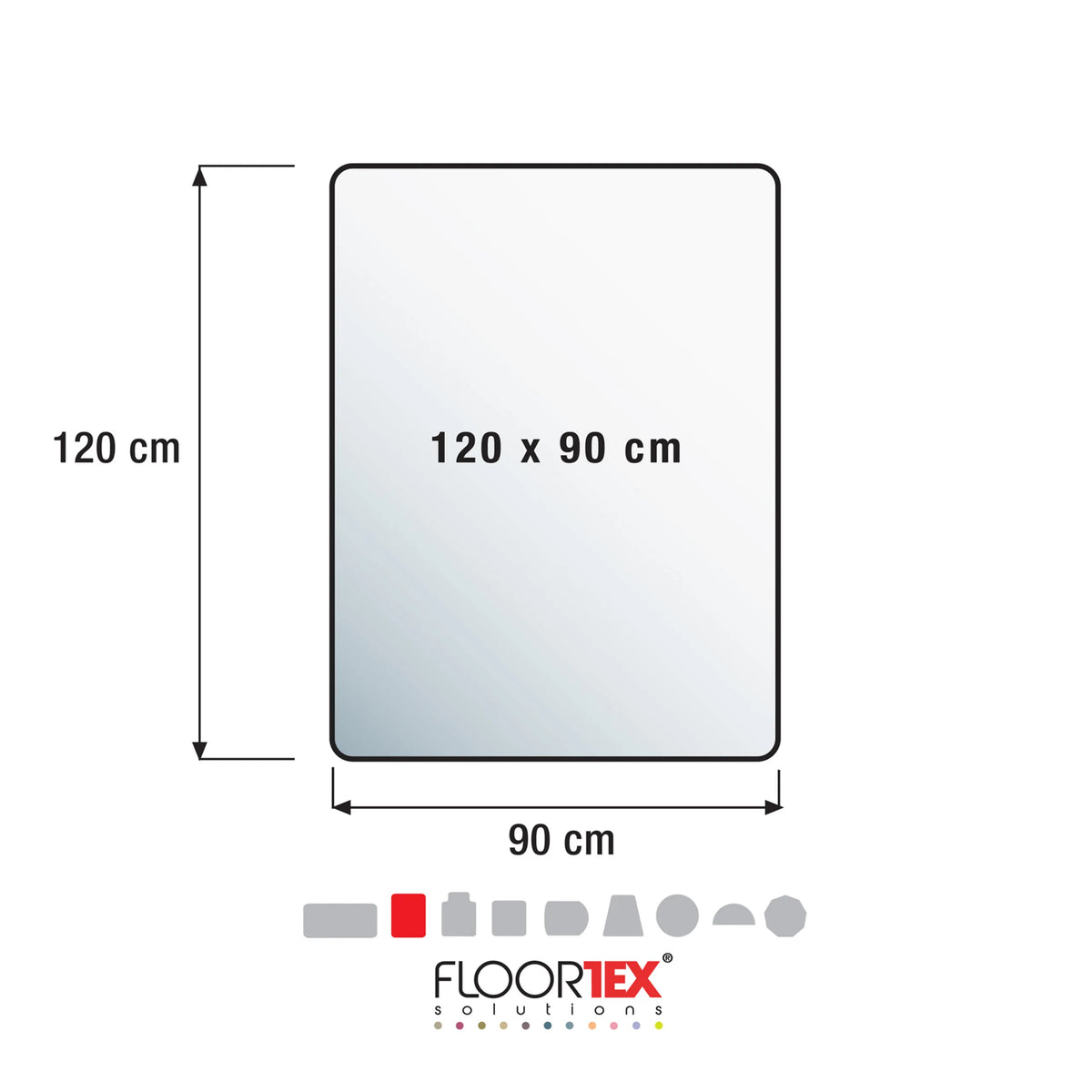 Teknisk tegning af Gulvbeskyttelsesmåtte ULTIMAT II med 120 x 90 cm fra Floortex