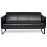 Sort Loungesofa BALI BLACK som trepersoners sofa med armlæn og metalstel fra hjh OFFICE – 360-graders visning (forfra 0°)
