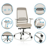Verstellbare Funktionen des Profi-Bürostuhls CHIARO T2 WHITE in Beige und Grau von hjh OFFICE