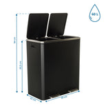 Måltegning af Papirkurv CLEAN XI med en højde på 94 cm og en kapacitet på 60 l fra hjh OFFICE