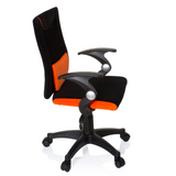 Sort-orange Drejestol til børn KIDDY PRO AL med lændepude og femhjulet fodkryds fra hjh OFFICE – 360-graders visning (sideprofil 80°)