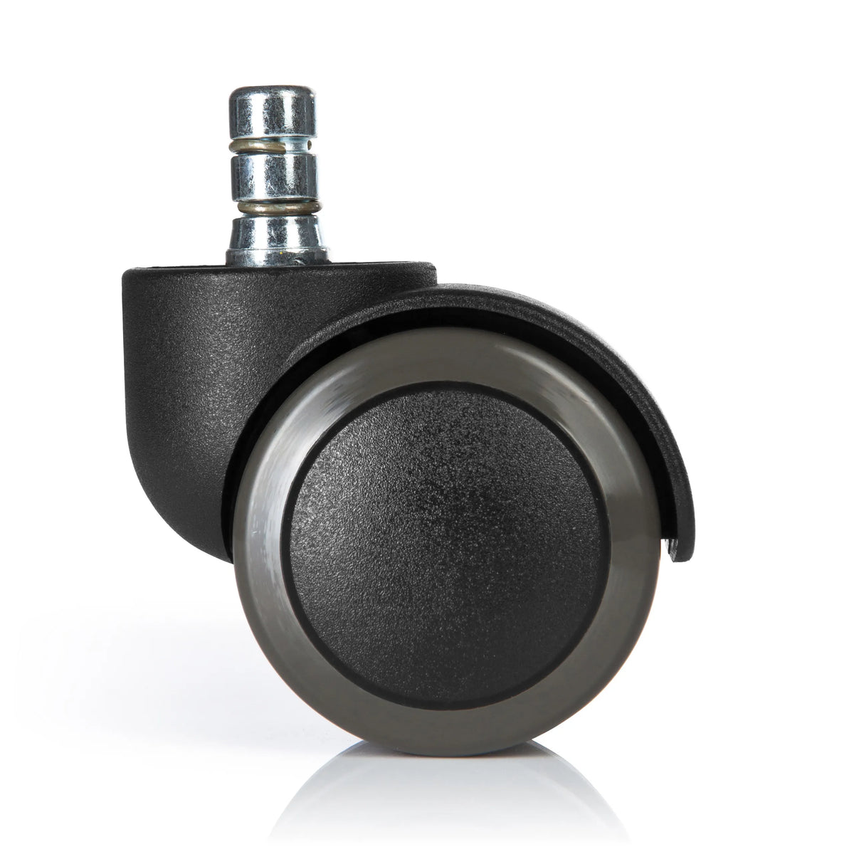 Sort Stolehjul 5x ROLO No-Noise 11mm/50mm til hårde gulve med sølvfarvet metalstift fra hjh OFFICE – 360-graders visning (bagfra 180°)
