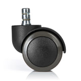 Sort Stolehjul 5x ROLO No-Noise 11mm/50mm til hårde gulve med sølvfarvet metalstift fra hjh OFFICE – 360-graders visning (bagfra 180°)