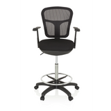 Sort Diskstol TOP WORK 108 med netryg, fodring og femhjulet fodkryds fra hjh OFFICE – 360-graders visning (forfra 0°)