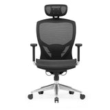 Sort High End kontorstol VENUS ONE med netryg og femstjernet fodkryds med hjul fra hjh OFFICE – 360-graders visning (forfra 0°)