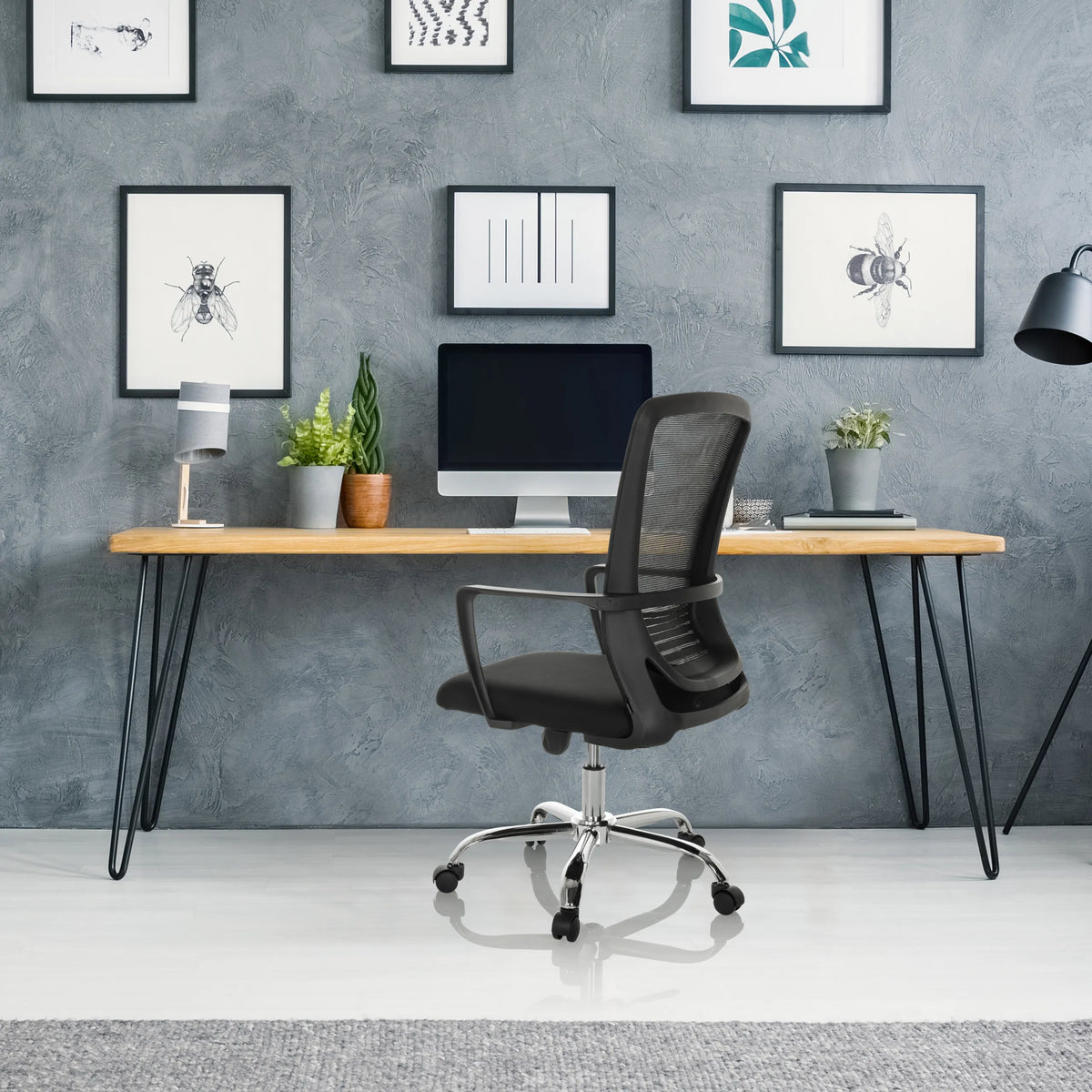 Home Office kontorstol STAR-TEC S i sort med netryglæn og hjul fra hjh OFFICE