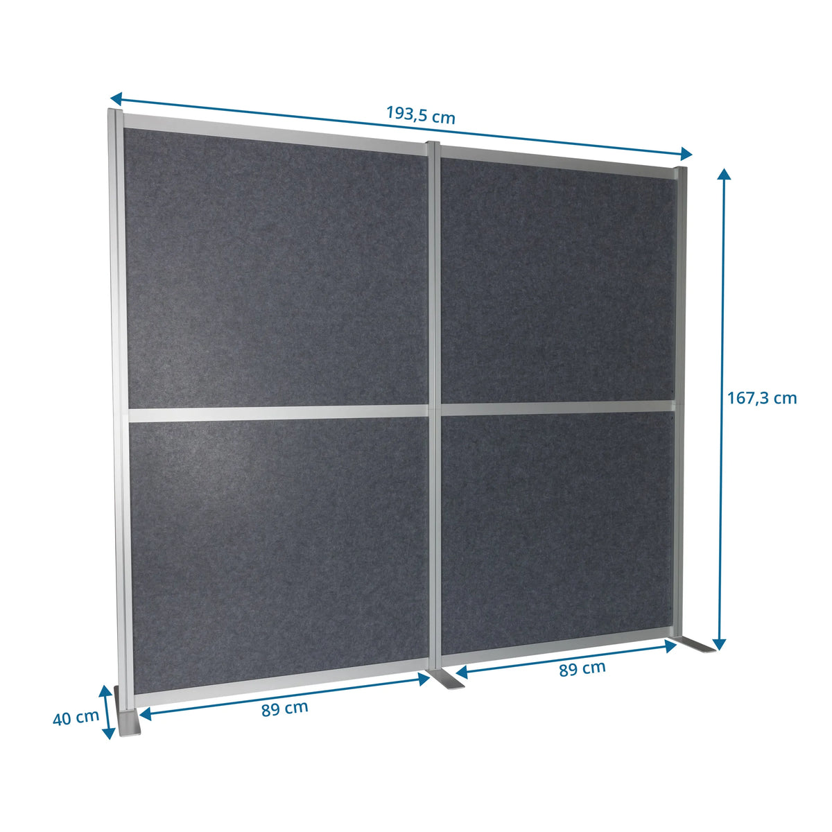 Måltegning af Skillevæg FLEXMIUT MODUL på 193,5 × 167,3 cm i grå fra hjh OFFICE